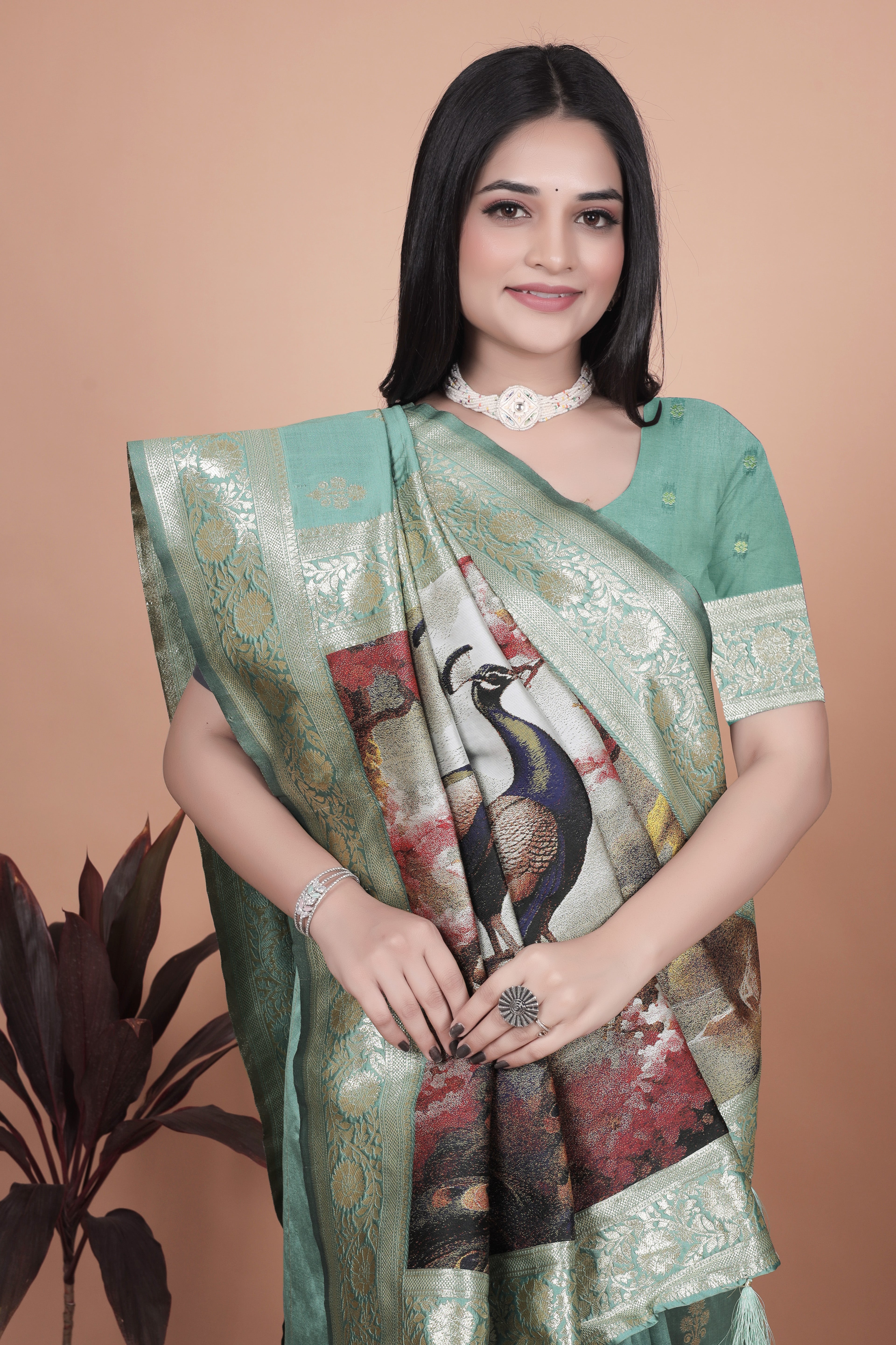 Royal Purple Banarasi Silk Saree with Peacock Pallu Design